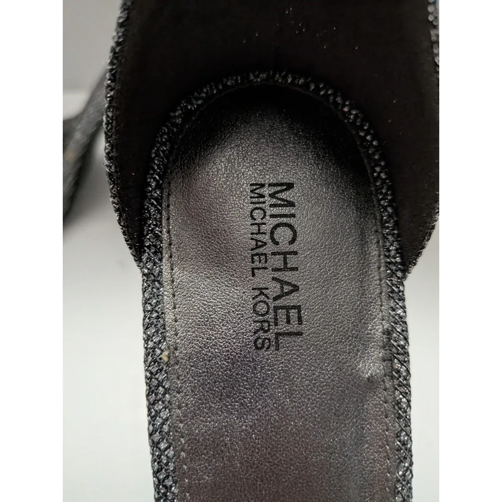 Michael Michael Kors Silver Glitter Platform Ankle Strap Heels Womens 9.5M